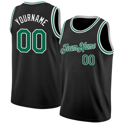 Custom Black Kelly Green-White Authentic Basketball Jersey