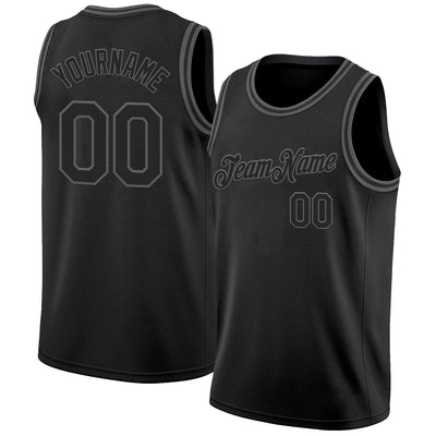 Custom Black Steel Gray Authentic Basketball Jersey
