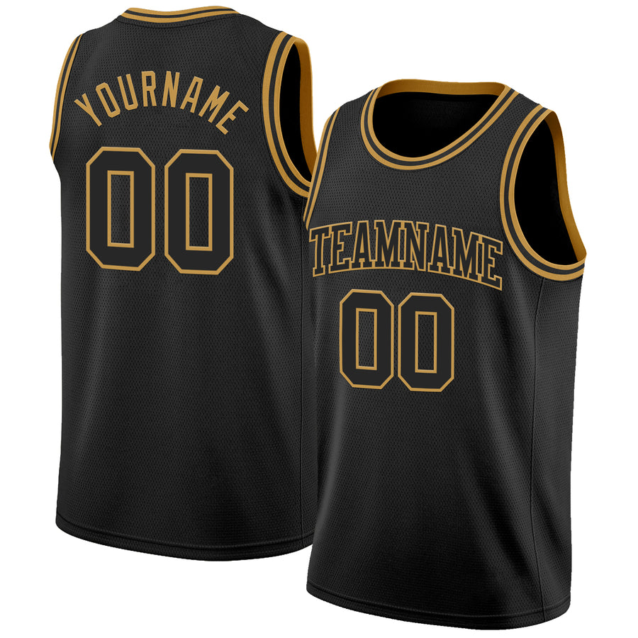 Custom Black Old Gold Authentic Basketball Jersey