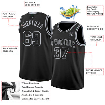 Custom Black Gray Authentic Basketball Jersey