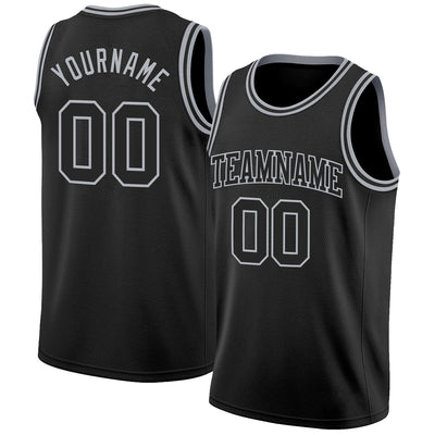 Custom Black Gray Authentic Basketball Jersey