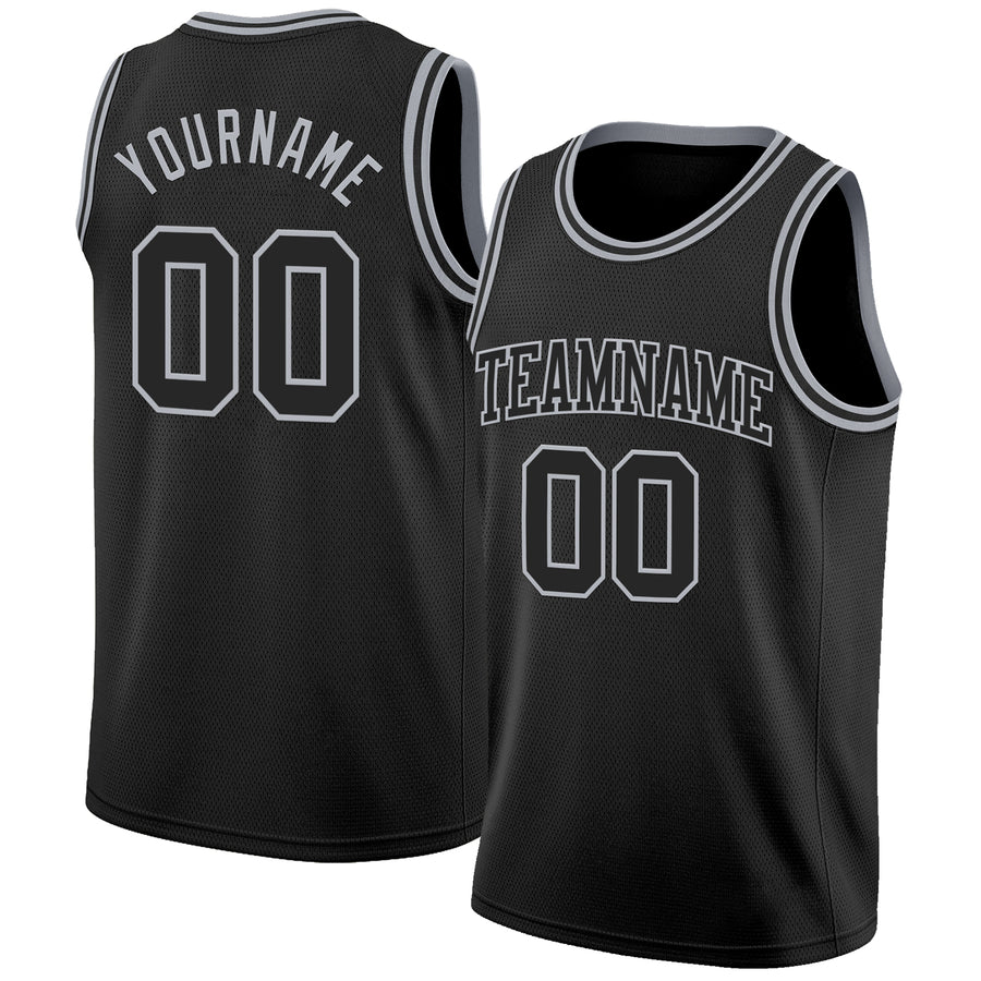 Custom Black Gray Authentic Basketball Jersey