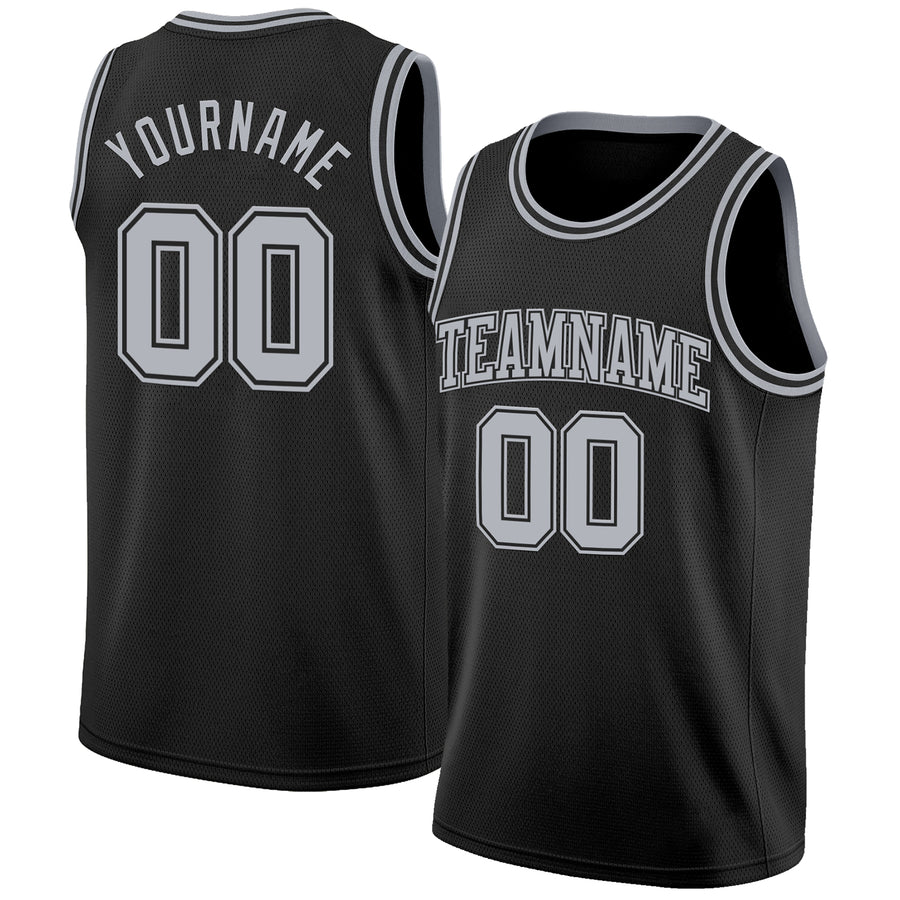 Custom Black Gray Authentic Basketball Jersey
