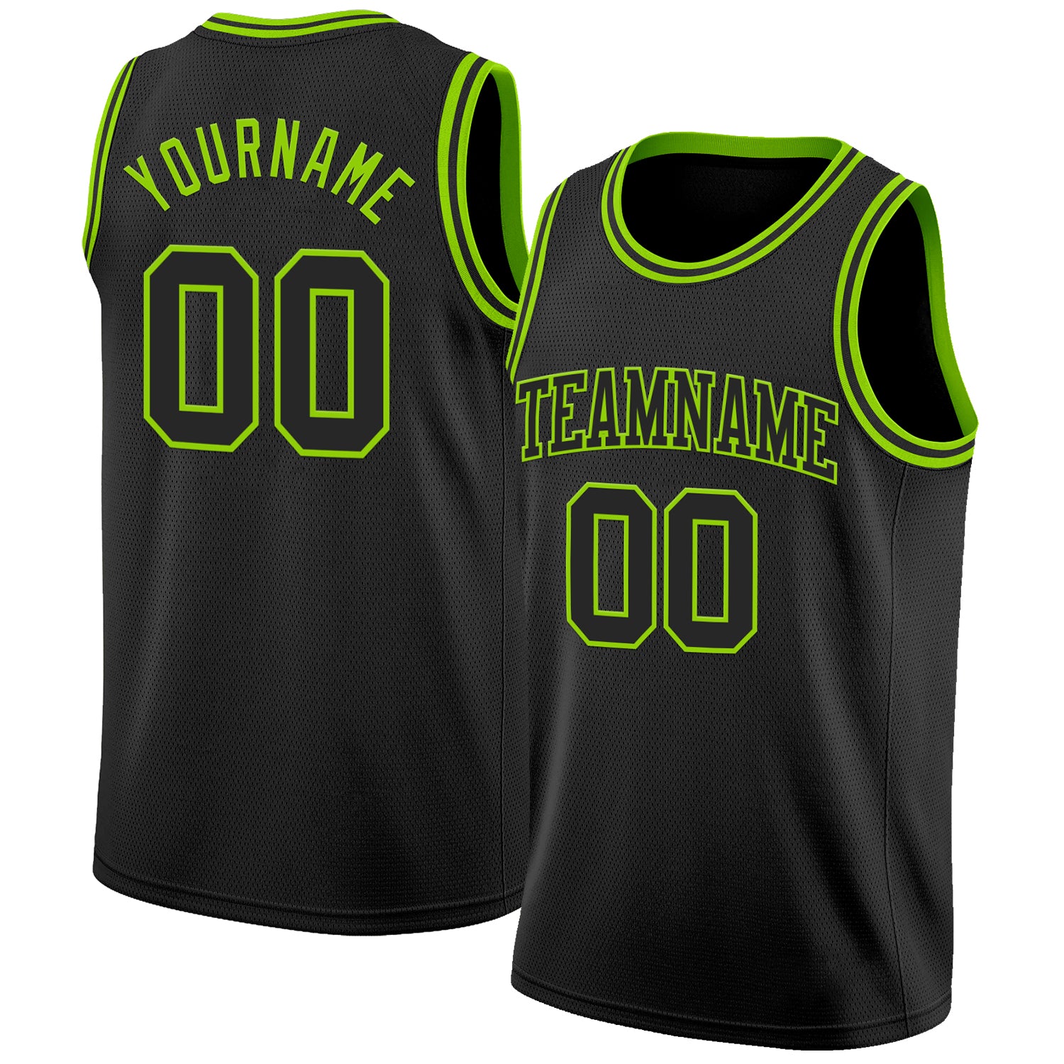 Custom Black Neon Green Authentic Basketball Jersey