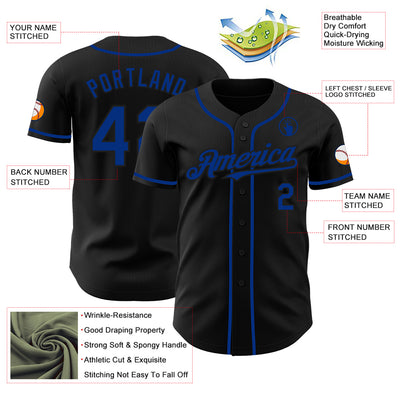 Custom Black Royal Authentic Baseball Jersey