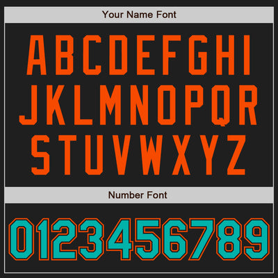 Custom Black Aqua-Orange Authentic Baseball Jersey