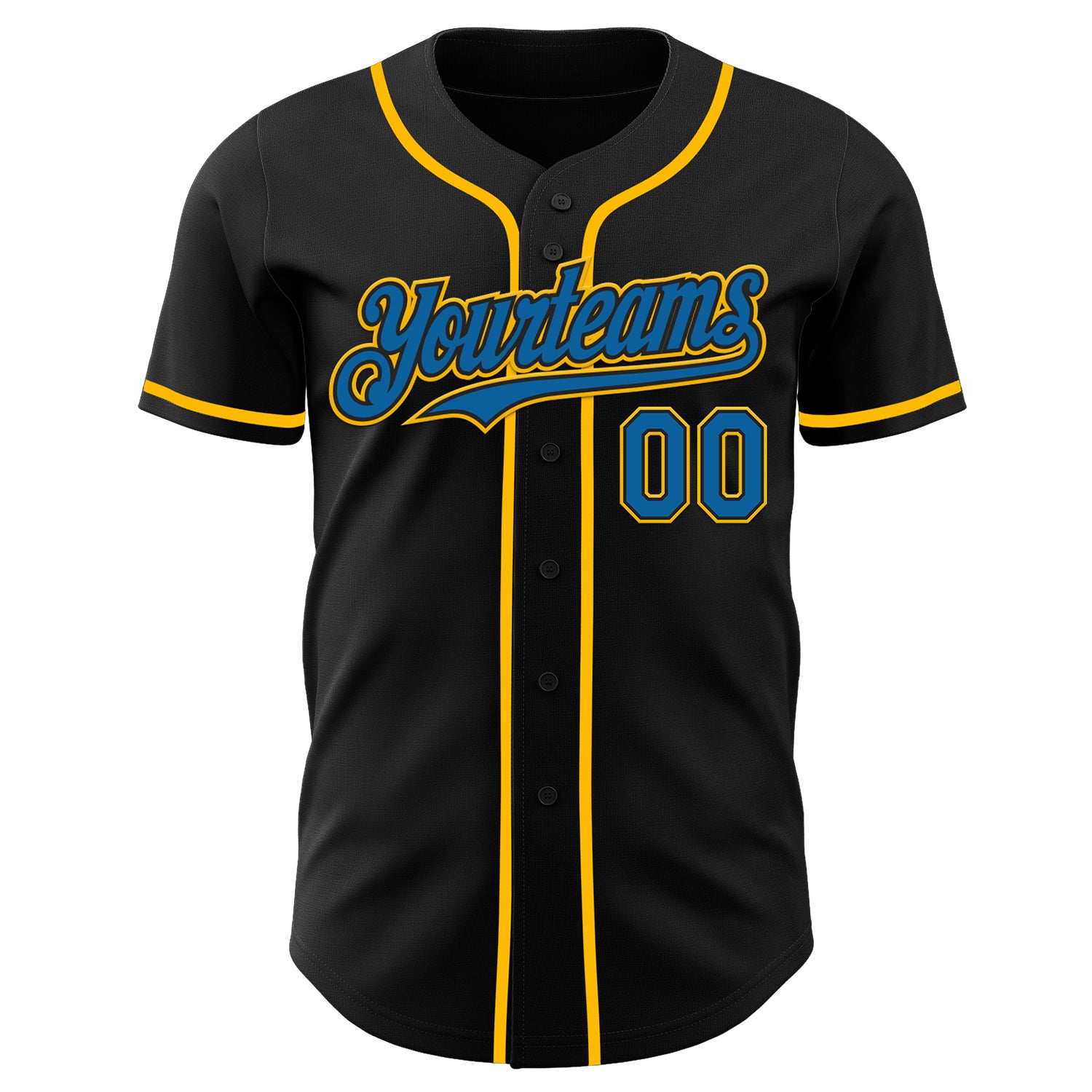 Custom Black Blue-Gold Authentic Baseball Jersey