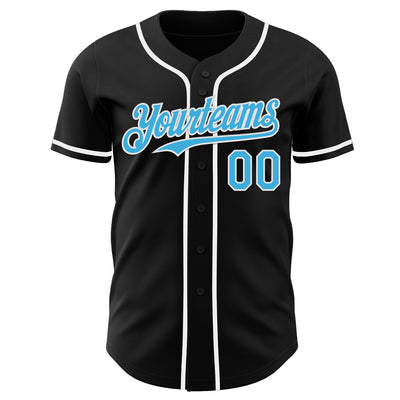 Custom Black Sky Blue-White Authentic Baseball Jersey