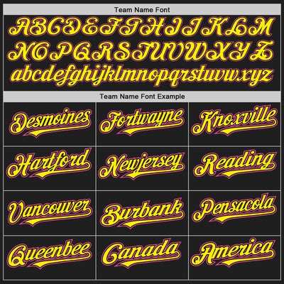 Custom Black Pink Pinstripe Light Yellow Authentic Baseball Jersey