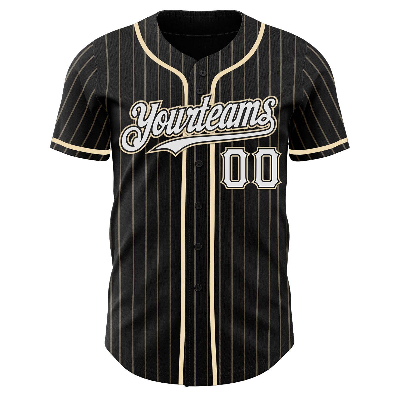 Custom Black Cream Pinstripe White Authentic Baseball Jersey