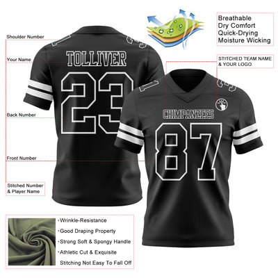 Custom Black White Authentic Football Jersey