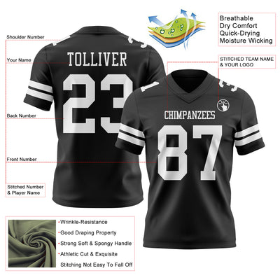 Custom Black White Authentic Football Jersey