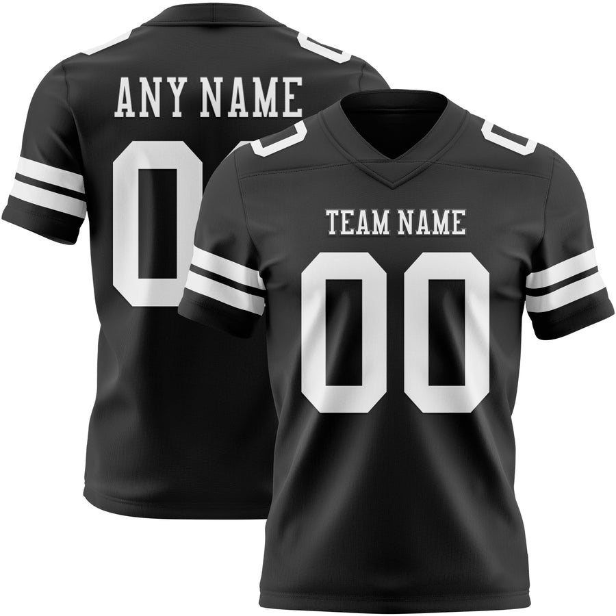 Custom Black White Authentic Football Jersey