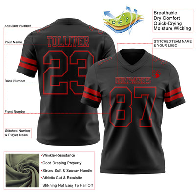 Custom Black Red Authentic Football Jersey