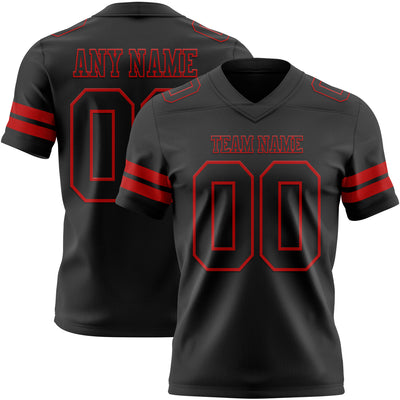 Custom Black Red Authentic Football Jersey