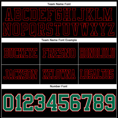 Custom Black Kelly Green White-Red Authentic Football Jersey