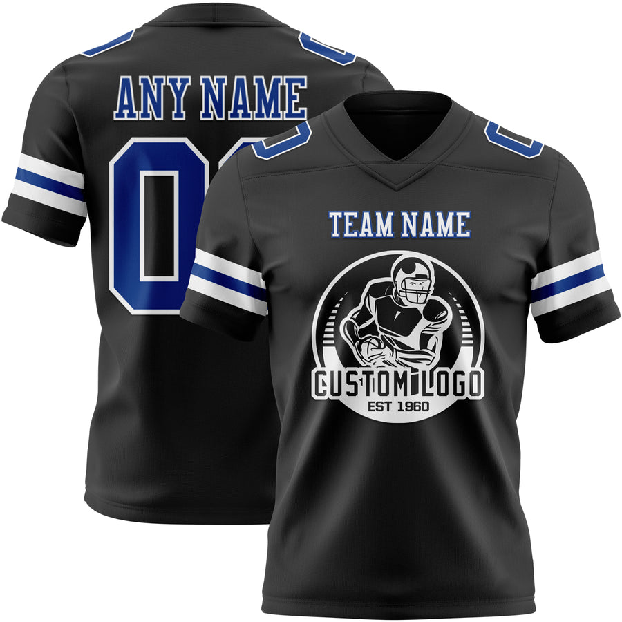 Custom Black Royal-White Authentic Football Jersey