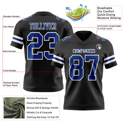Custom Black Royal-White Authentic Football Jersey