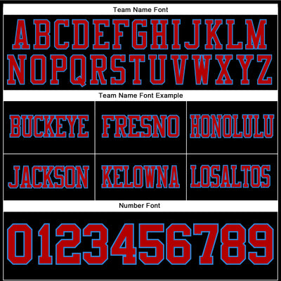 Custom Black Red-Powder Blue Authentic Football Jersey