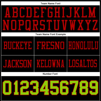 Custom Black Neon Green-Red Authentic Football Jersey