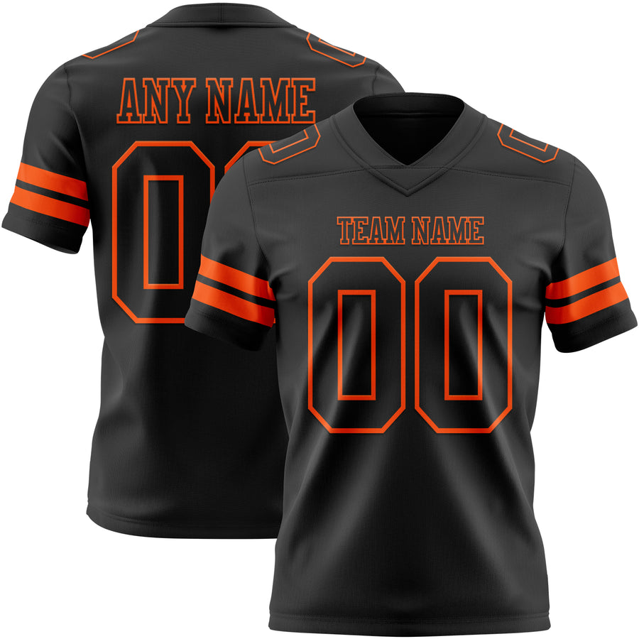 Custom Black Orange Authentic Football Jersey