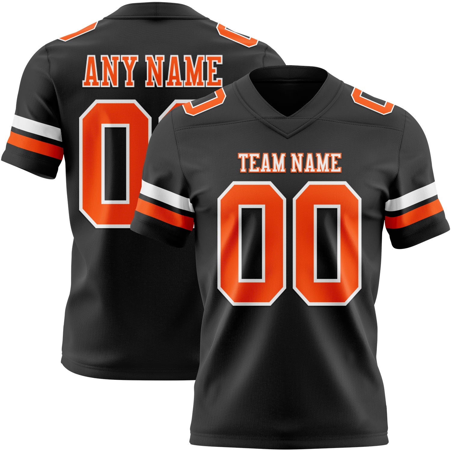 Custom Black Orange-White Authentic Football Jersey