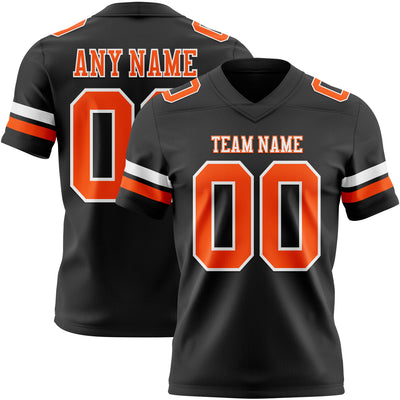 Custom Black Orange-White Authentic Football Jersey