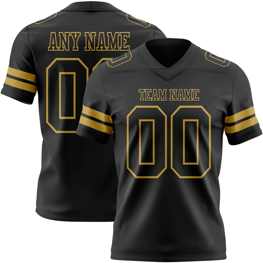 Custom Black Old Gold Authentic Football Jersey