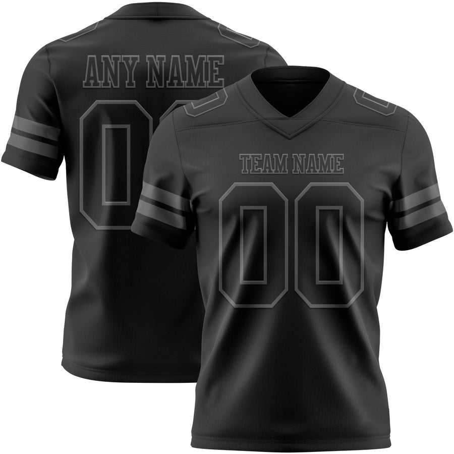 Custom Black Steel Gray Authentic Football Jersey