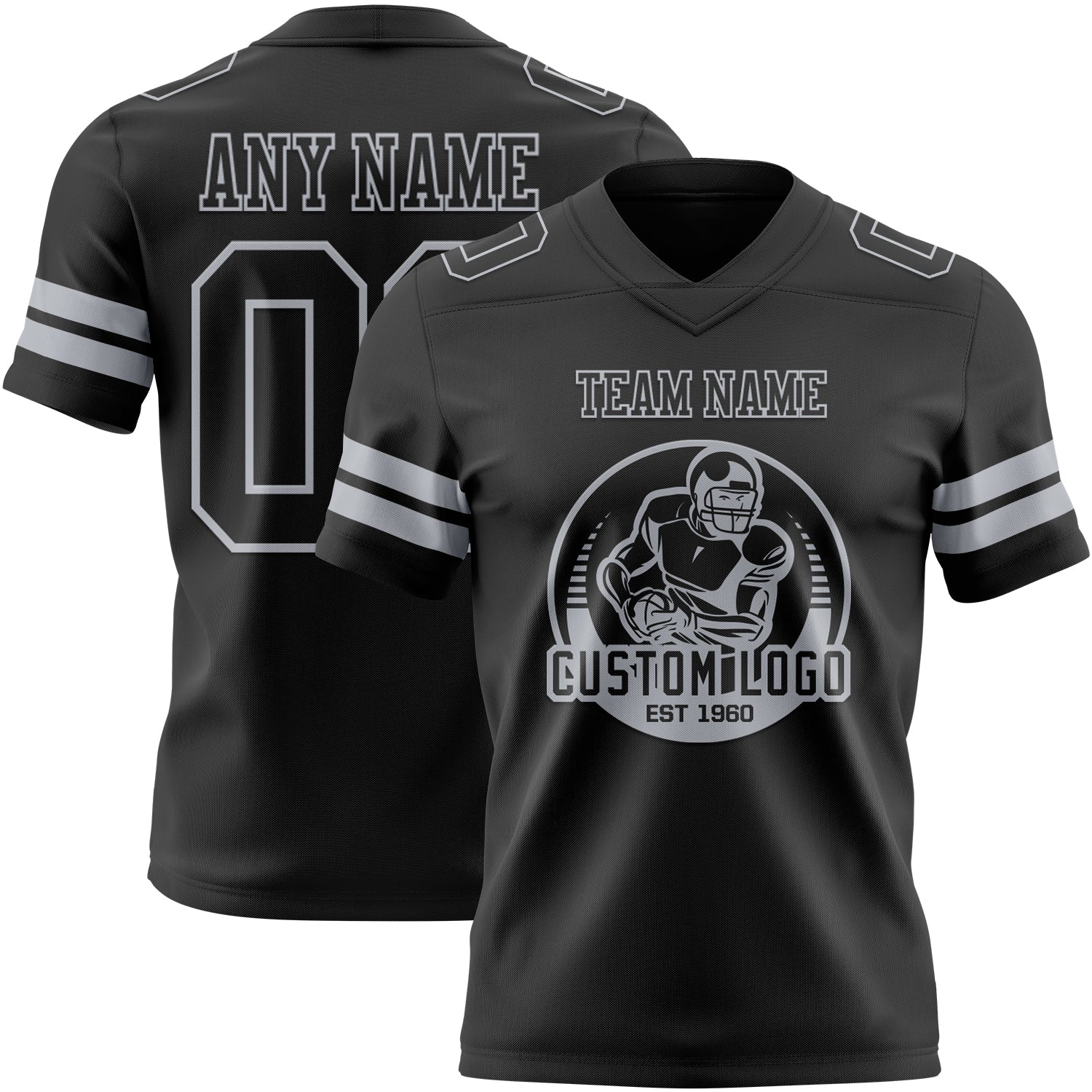 Custom Black Gray Authentic Football Jersey