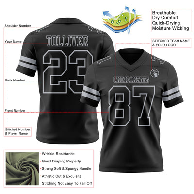Custom Black Gray Authentic Football Jersey