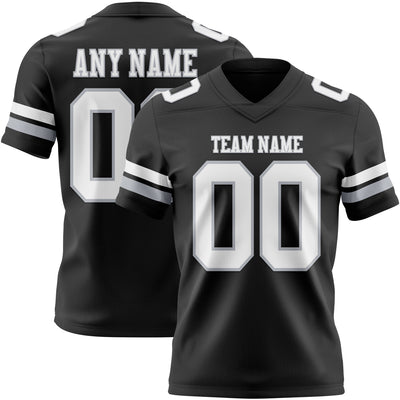 Custom Black White-Gray Authentic Football Jersey