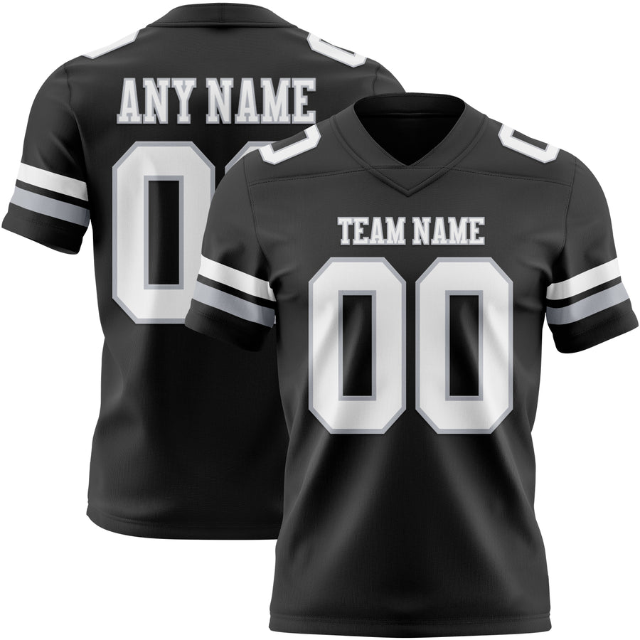 Custom Black White-Gray Authentic Football Jersey
