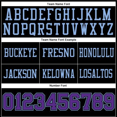Custom Black Purple-Light Blue Authentic Football Jersey
