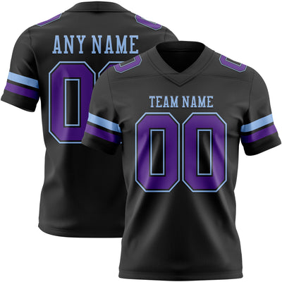 Custom Black Purple-Light Blue Authentic Football Jersey