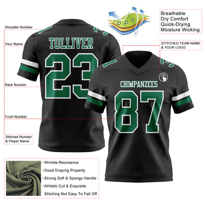 Custom Black Kelly Green-White Authentic Football Jersey