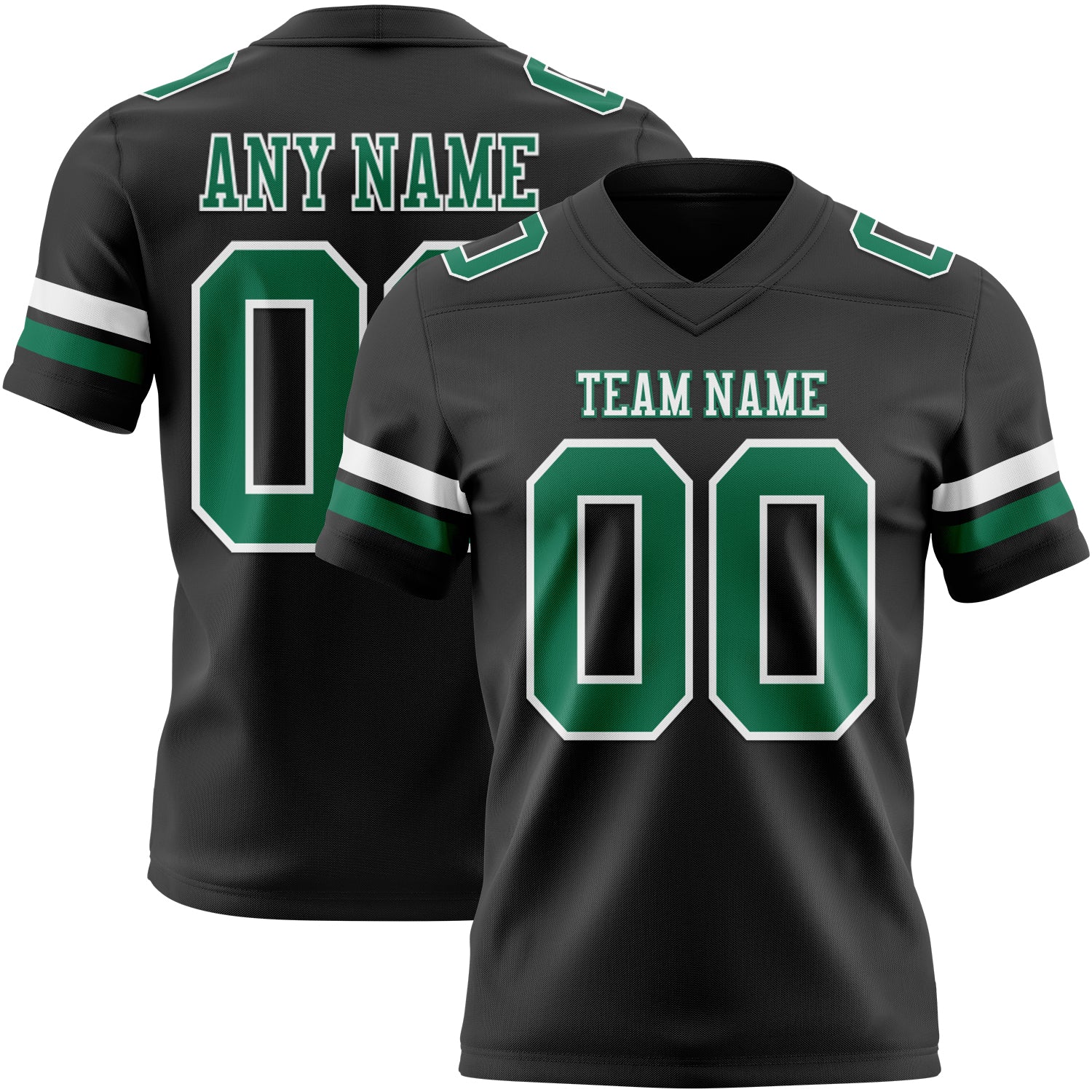 Custom Black Kelly Green-White Authentic Football Jersey