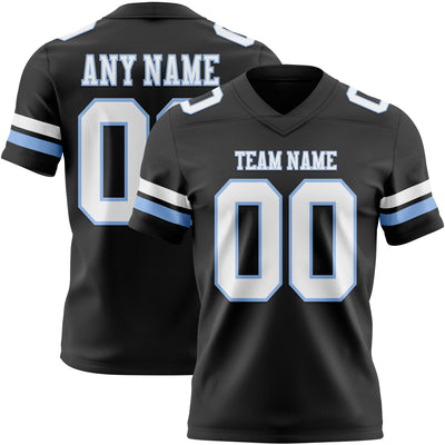 Custom Black White-Light Blue Authentic Football Jersey