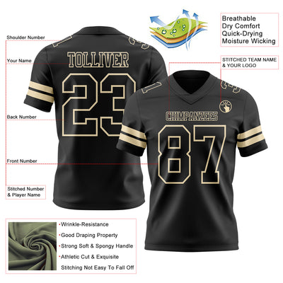 Custom Black Cream Authentic Football Jersey