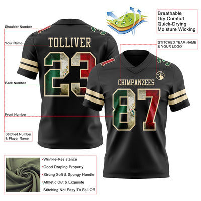 Custom Black Vintage Mexican Flag-Cream Authentic Football Jersey