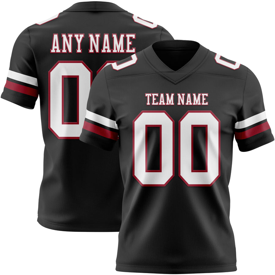 Custom Black White-Cardinal Authentic Football Jersey
