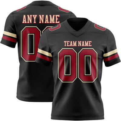 Custom Black Cardinal-Cream Authentic Football Jersey