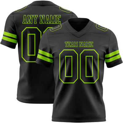 Custom Black Neon Green Authentic Football Jersey