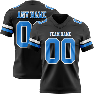 Custom Black Powder Blue-White Authentic Football Jersey