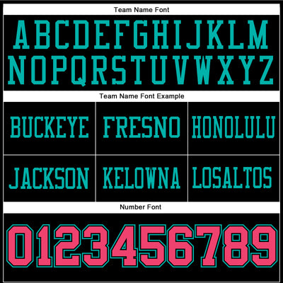 Custom Black Neon Pink-Aqua Authentic Football Jersey