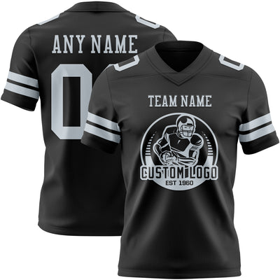 Custom Black Silver Authentic Football Jersey