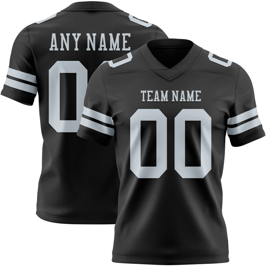 Custom Black Silver Authentic Football Jersey