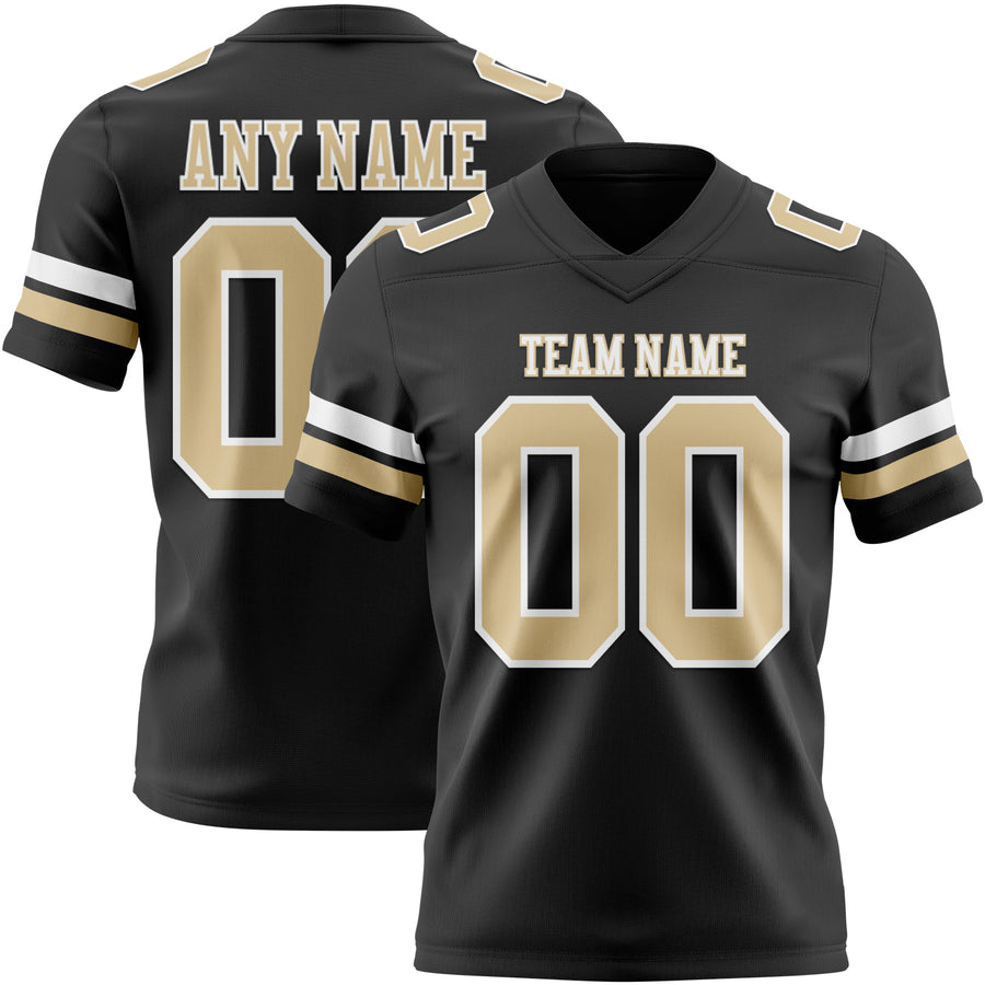 Custom Black Vegas Gold-White Authentic Football Jersey