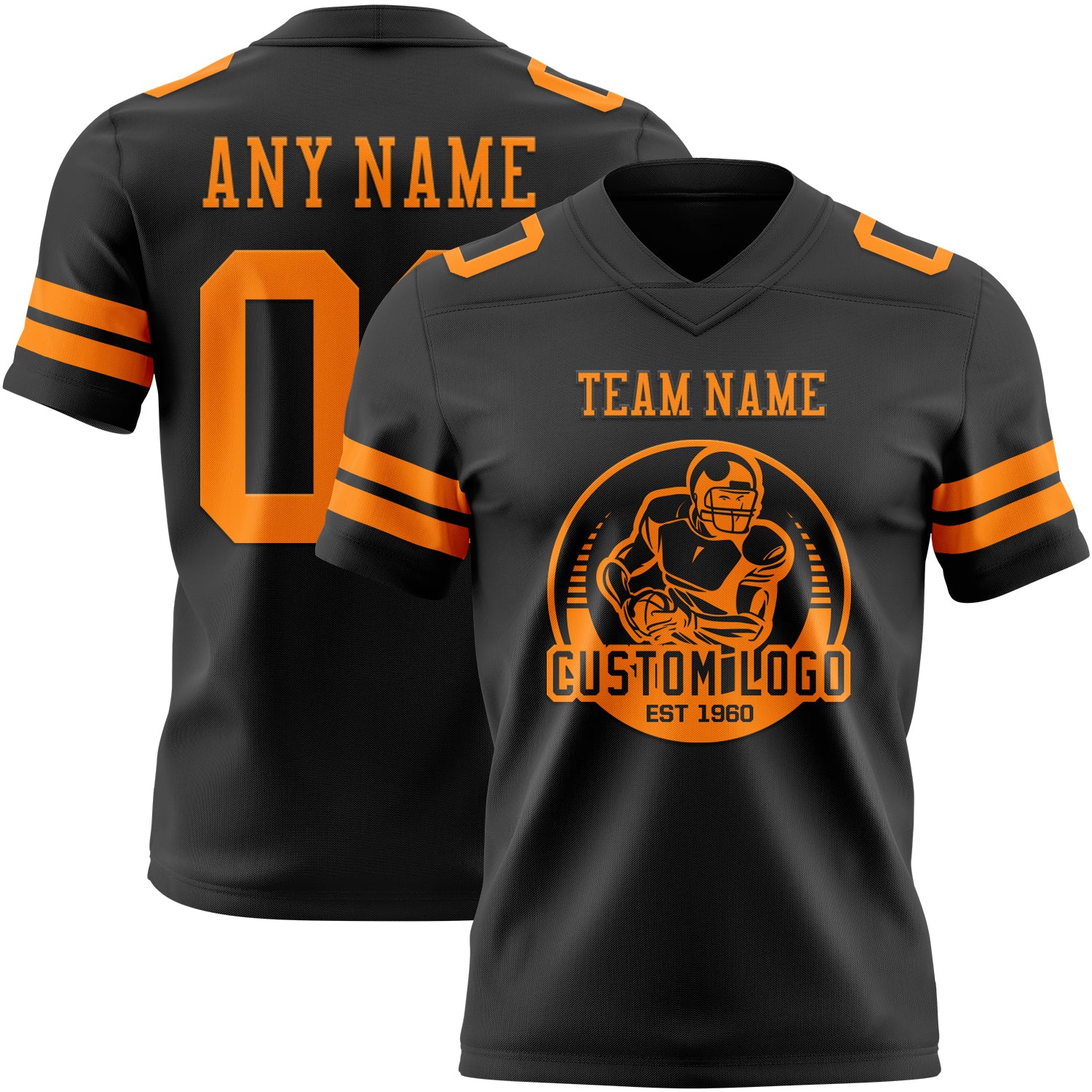 Custom Black Bay Orange Authentic Football Jersey