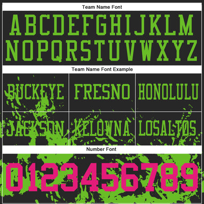 Custom Black Hot Pink-Aurora Green 3D Pattern Splash Authentic Football Jersey